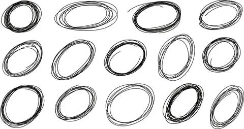 Hand Drawn Oval Circles Collection - Scribble Shapes on White Background Stock Illustration
