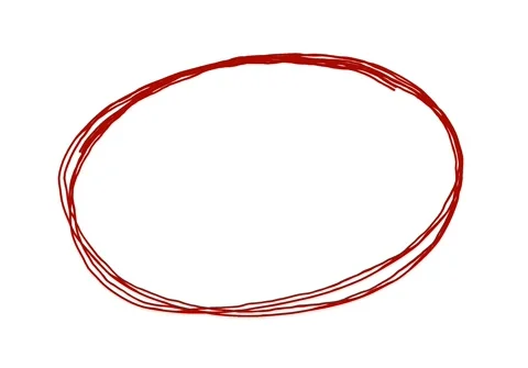 Hand drawn oval frame animation with an organic, irregular red line Video stock 303456580