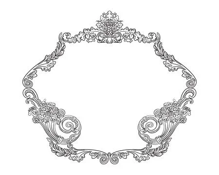 Hand drawn oval frame filigree decorative vector illustration Stock Illustration