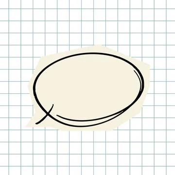 Hand drawn oval speech bubble on grid paper 스톡 일러스트