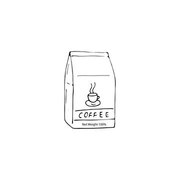 Hand-drawn pack of coffee Stock Illustration
