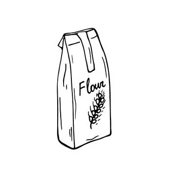 Hand-drawn pack of flour Stock Illustration