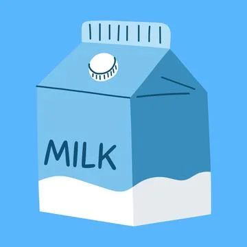 Hand drawn package of milk. Vector illustration of dairy product in cartoon.. Stock Illustration