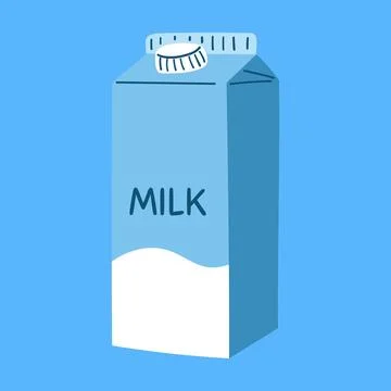 Hand drawn package of milk. Vector illustration of dairy product in cartoon flat Stock Illustration
