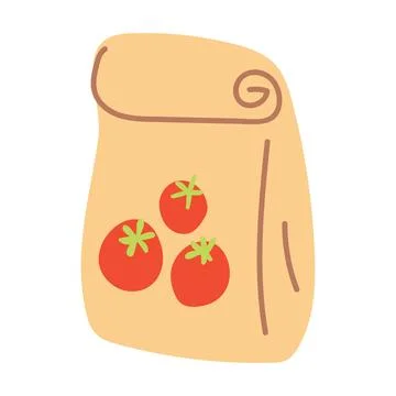 Hand drawn packet of seeds. Flat cartoon vector illustration Stock Illustration