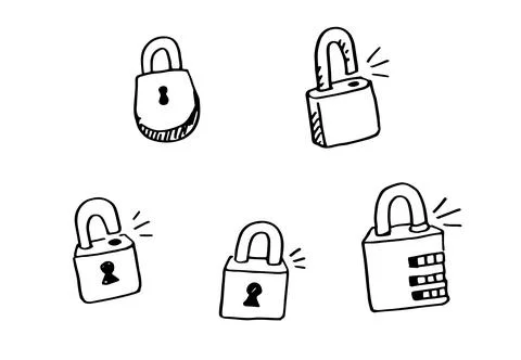 Hand drawn padlock doodle Illustrazione stock