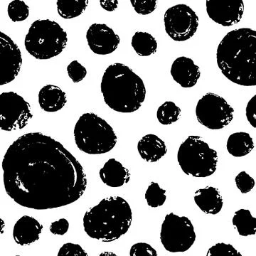 Hand drawn paint brush seamless pattern. Grunge circles. Black ink stains Illustrazione stock