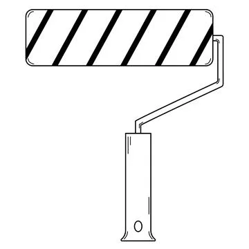 Hand drawn paint roller. Tool for painting surfaces during repairs. Outline Stock Illustration