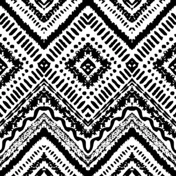 Hand drawn painted seamless pattern. Vector illustration Stock Illustration