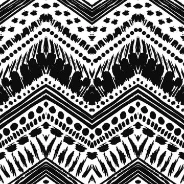 Hand drawn painted seamless pattern. Vector illustration Stock Illustration