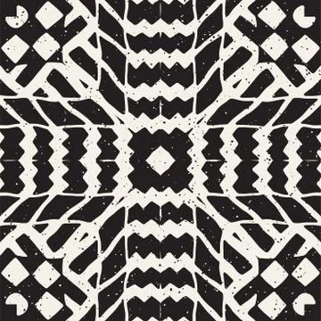 Hand drawn painted seamless pattern. Vector tribal design background. Ethni.. 스톡 일러스트