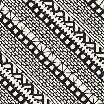 Hand drawn painted seamless pattern. Vector tribal design background. Ethni.. Illustrazione stock