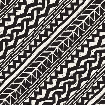 Hand drawn painted seamless pattern. Vector tribal design background. Ethni.. イラスト素材