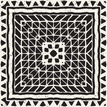 Hand drawn painted seamless pattern. Vector tribal design background. Ethni.. Stock Illustration