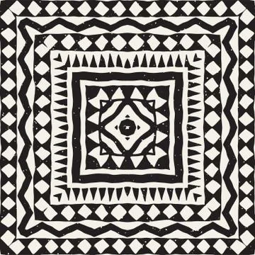 Hand drawn painted seamless pattern. Vector tribal design background. Ethni.. Stock Illustration