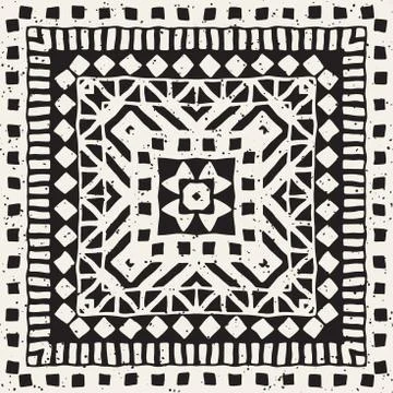 Hand drawn painted seamless pattern. Vector tribal design background. Ethni.. Stock Illustration