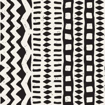 Hand drawn painted seamless pattern. Vector tribal design background. Ethnic  Stock Illustration