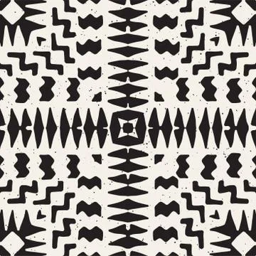 Hand drawn painted seamless pattern. Vector tribal design background. Ethnic  Illustrazione stock