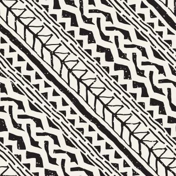 Hand drawn painted seamless pattern. Vector tribal design background. Ethnic  Illustrazione stock