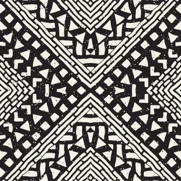 Hand drawn painted seamless pattern. Vector tribal design background. Ethnic  Illustrazione stock