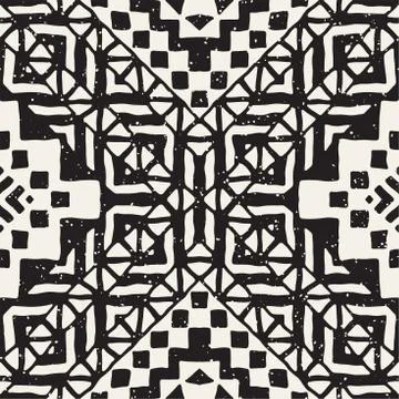 Hand drawn painted seamless pattern. Vector tribal design background. Ethnic  Stock Illustration