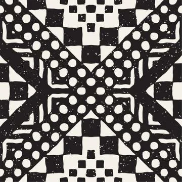 Hand drawn painted seamless pattern. Vector tribal design background. Ethnic  Illustrazione stock