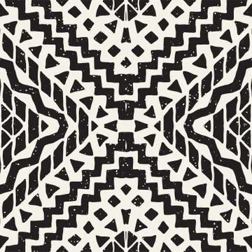 Hand drawn painted seamless pattern. Vector tribal design background. Ethnic  Stock Illustration