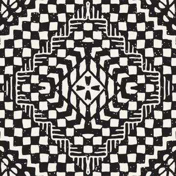 Hand drawn painted seamless pattern. Vector tribal design background. Ethnic  Stock Illustration