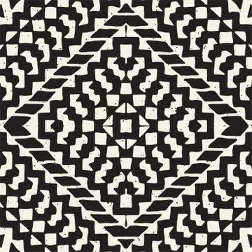 Hand drawn painted seamless pattern. Vector tribal design background. Ethnic  Illustrazione stock