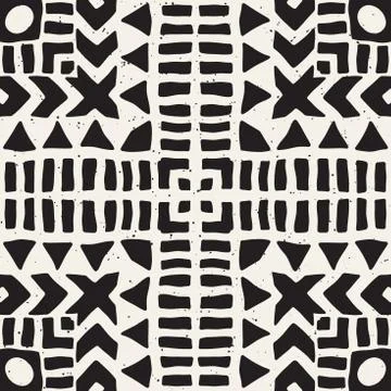 Hand drawn painted seamless pattern. Vector tribal design background. Ethnic  스톡 일러스트