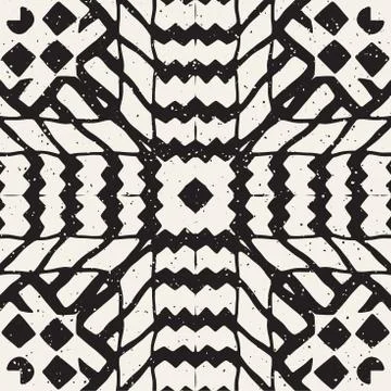 Hand drawn painted seamless pattern. Vector tribal design background. Ethnic  Stock Illustration