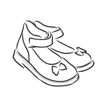 Hand drawn pair of kids shoes. It can be used for decorating of invitations,  Stock Illustration