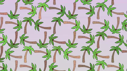 Hand Drawn Palm Tree Background Pattern Animated 스톡 동영상 190091004