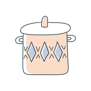 Hand Drawn pan doodle vector stock icon in flat style. Decoration element Iso Stock Illustration