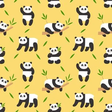 Hand drawn panda pattern  design Stock Illustration
