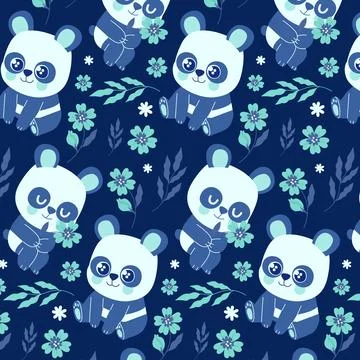 Hand drawn panda pattern  design Stock Illustration
