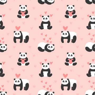 Hand drawn panda pattern  design Stock Illustration