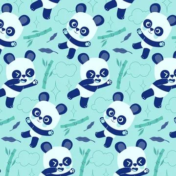 Hand drawn panda pattern  design Stock Illustration