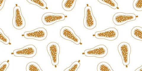 Hand drawn papaya seamless pattern Illustrazione stock