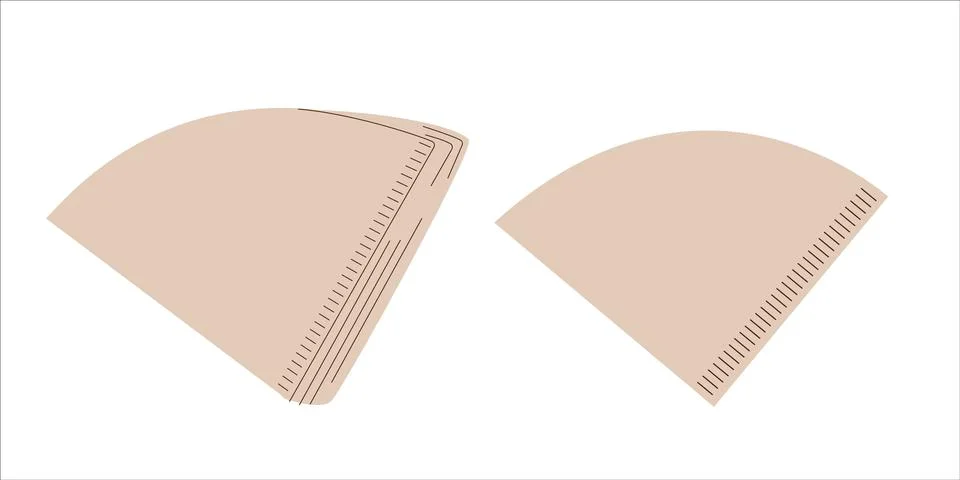 Hand drawn paper coffee filter for pour over or drip coffee. Accessories for Stock Illustration