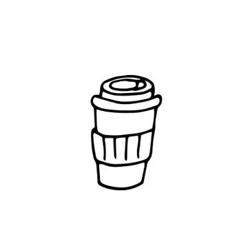 Hand drawn paper cup of coffee. Doodle vector illustration. Stock Illustration