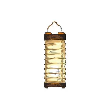 Hand drawn paper lantern, colored sketch vector illustration isolated on white Stock Illustration
