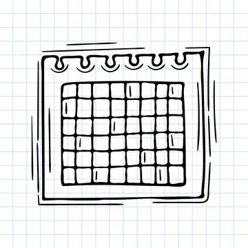 Hand drawn paper sheet. Outline icon. Sketch style. Checkered background Stock Illustration