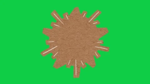Hand Drawn Paper Texture Burst Circle Badge Animation Green Screen Stock Footage 343078102