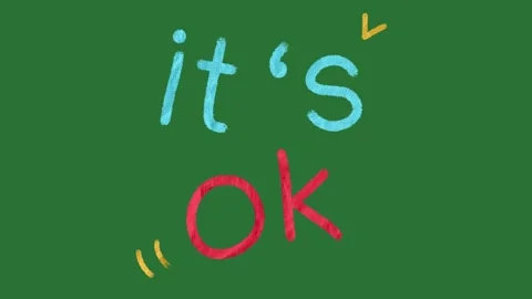 Hand-Drawn Paper Texture "It's Ok" Text Expression on Green Screen | Colorful  Stock Footage 330467317