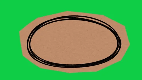 Hand Drawn Paper Texture Oval Frame Animation Green Screen Stock Footage 343077926