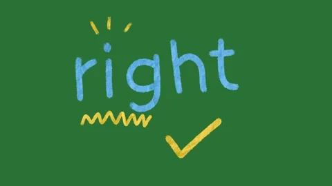 Hand-Drawn Paper Texture "Right" Text Expression on Green Screen | Colorful  Video stock 330467332
