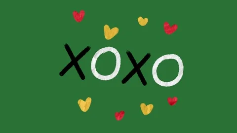 Hand-Drawn Paper Texture "Xoxo" Text Expression on Green Screen | Colorful Scrib Video stock 330467359