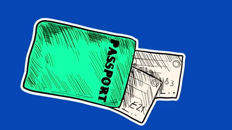 HAND DRAWN PASSPORT 4K 스톡 동영상 243195293