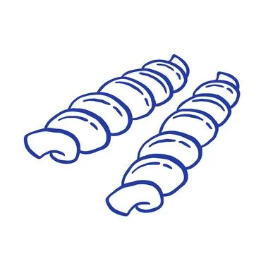 Hand drawn pasta vector illustration. Fusilli isolated on white background. I Stock Illustration